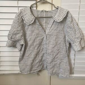 Madewell Plaid Top with Peter Pan Collar